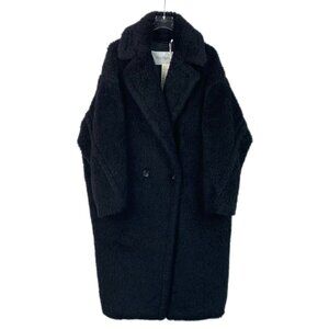 Max Mara Black Teddy Coat Size S Wool Blend Womens Outerwear